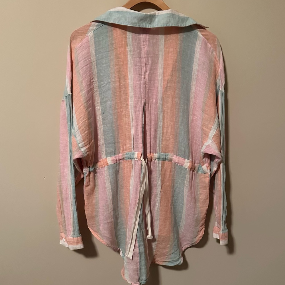 Free People Pastel Striped Button-Up Shirt - Picture 3 of 5